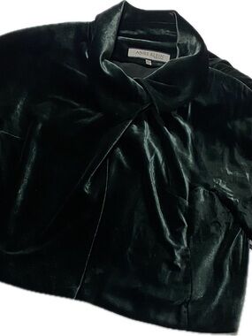 Anne Klein Emerald Green Velvet Boxy Blazer